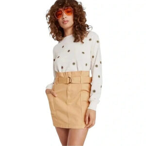 WILD Fable High-Rise Belted Mini Skirt Tan